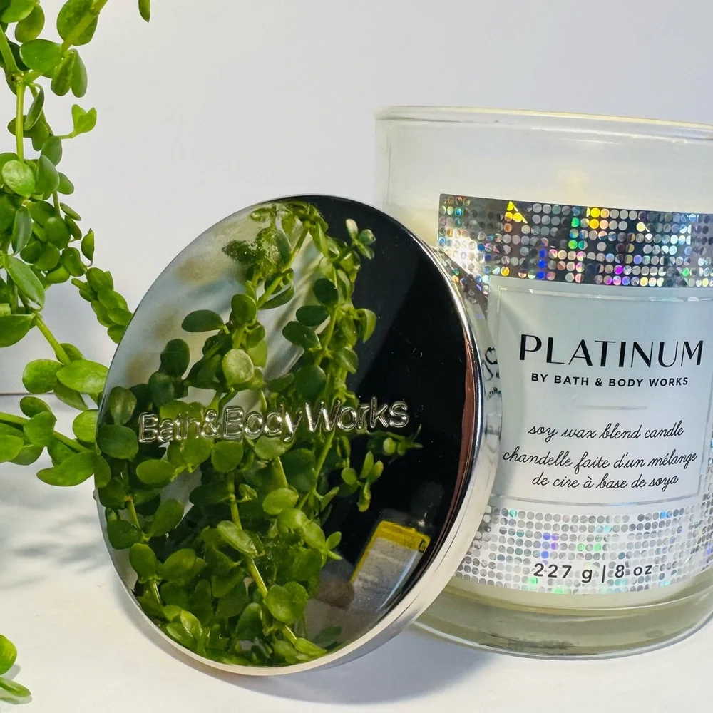 Bath & Body Works Platinum 1 Wick Candle - Holographic Silver NWOT - Picture 9 of 9